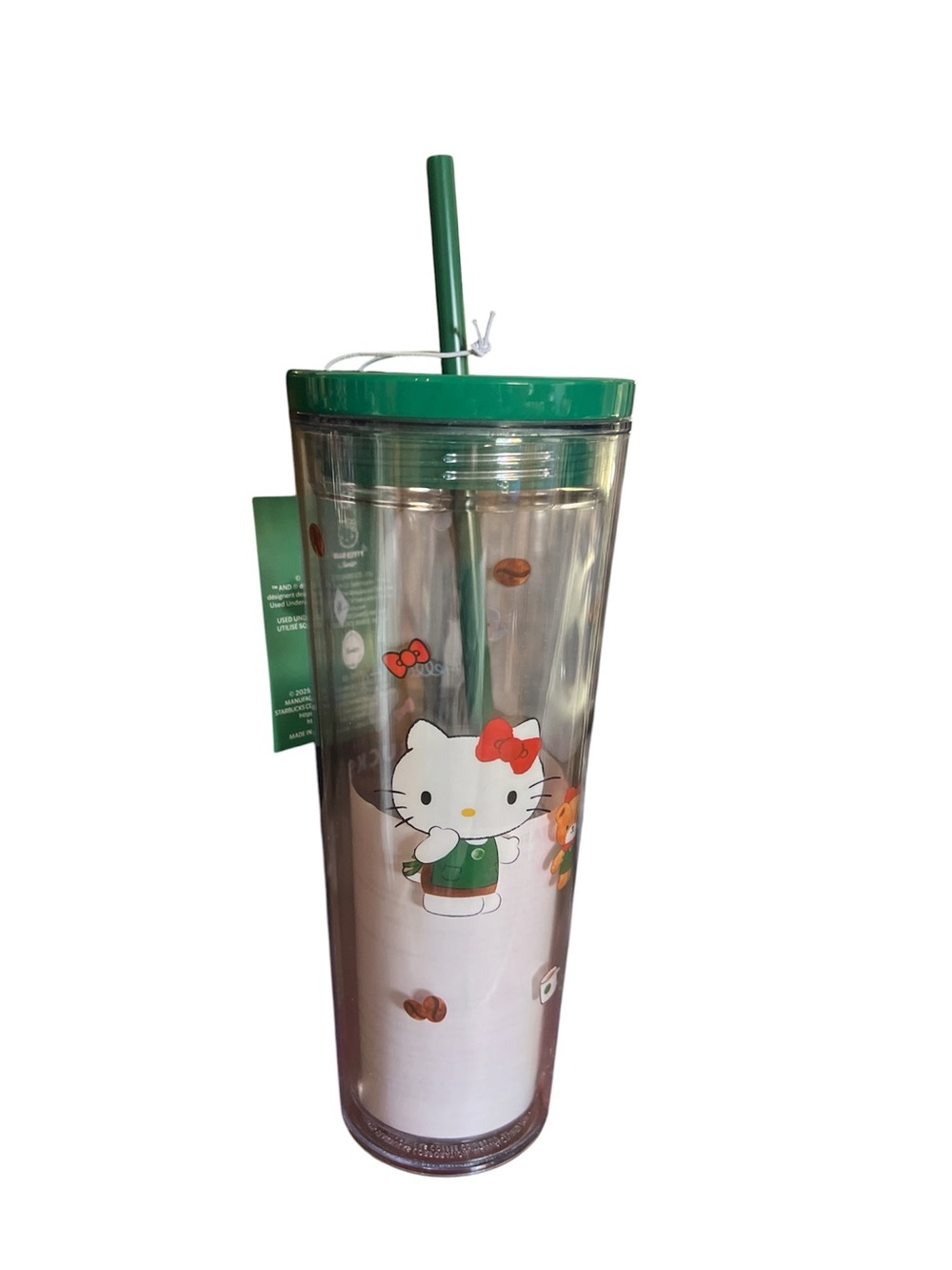 Hello Kitty Starbucks collab Green Tumbler with Straw 20oz tumbler NEW